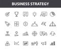Set of 24 Business strategy web icons in line style. Startup, investment, financial, development, marketing, idea Royalty Free Stock Photo