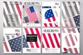 Set of business templates for brochure, flyer or booklet. Presidents day background with american flag, abstract vector Royalty Free Stock Photo