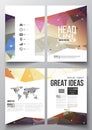 Set of business templates for brochure, magazine, flyer, booklet or annual report. Abstract colorful polygonal Royalty Free Stock Photo