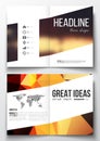 Set of business templates for brochure, magazine, flyer, booklet or annual report. Colorful polygonal backdrop, blurred Royalty Free Stock Photo