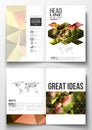Set of business templates for brochure, magazine, flyer, booklet or annual report. Colorful polygonal floral background Royalty Free Stock Photo