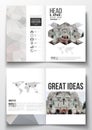 Set of business templates for brochure, magazine, flyer, booklet or annual report. Polygonal background, blurred image