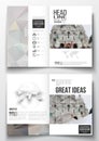 Set of business templates for brochure, magazine, flyer, booklet or annual report. Polygonal background, blurred image