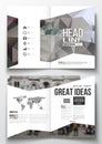 Set of business templates for brochure, magazine, flyer, booklet or annual report. Polygonal background, blurred image