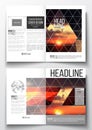 Set of business templates for brochure, magazine, flyer, booklet or report. Colorful polygonal backdrop, blurred natural Royalty Free Stock Photo