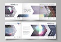 Set of business templates for tri fold square brochures. Royalty Free Stock Photo