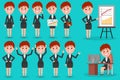 Set of Business woman character design. Royalty Free Stock Photo