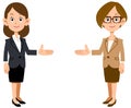 Set of business woman introducing on both sides