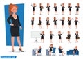 Set of Business Woman showing different gestures character vector design