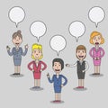 Set of business women character with speech bubbles