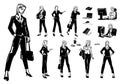 Set of business women in different poses and situations.