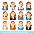 Set of business women icons in flat style. Different occupations age Royalty Free Stock Photo