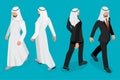 Set of Businessman Arab Man on white background. Isometric character poses. Cartoon people. Create your own design for