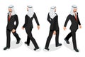 Set of Businessman Arab Man on white background. Isometric character poses. Cartoon people. Create your own design for