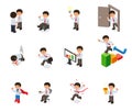 Set of businessman character cartoon.