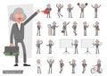 Set of Businessman character vector design doing different gestures. Presentation in various action with emotions, running, Royalty Free Stock Photo