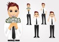 Set of businessman characters poses