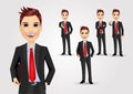 Set of businessman characters poses Royalty Free Stock Photo