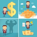 Set of businessman characters. Successful concept. Vector Royalty Free Stock Photo