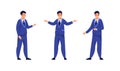 Set of businessman in different situations. Flat vector illustration isolated on white background Royalty Free Stock Photo