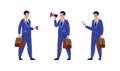 Set of businessman in different situations. Flat vector illustration isolated on white background Royalty Free Stock Photo