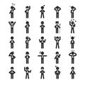 Set of businessman emotion character , Human pictogram Icons