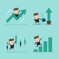Set of businessman growth in business concept