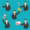 Set of businessman icons. Vector illustration