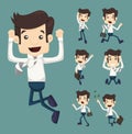 Set of businessman leaping characters poses