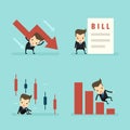Set of businessman loss in business concept