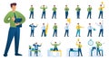 Set of BusinessMan. Presentation in various in various poses and actions. 2D Flat character vector illustration N1