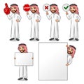 Set of businessman Saudi Arab Man holding sign board