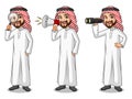 Set of businessman Saudi Arab Man looking for poses