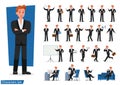 Set of Businessman showing different gestures character vector design