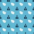 Set Businessman or stock market trader and CO2 emissions in cloud on seamless pattern. Vector Royalty Free Stock Photo