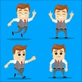 Set of businessman. Vector cartoon illustration - Businessman set. Running happy manager character. Set of manager character in va Royalty Free Stock Photo