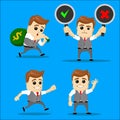 Set of businessman. Vector cartoon illustration - Businessman set. Running happy manager character. Set of manager character in va Royalty Free Stock Photo