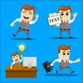 Set of businessman. Vector cartoon illustration - Businessman set. Running happy manager character. Set of manager character in va