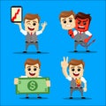 Set of businessman. Vector cartoon illustration - Businessman set. Running happy manager character. Set of manager character in va Royalty Free Stock Photo