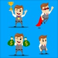 Set of businessman. Vector cartoon illustration - Businessman set. Running happy manager character. Set of manager character in va Royalty Free Stock Photo