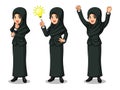 Set of businesswoman in black suit with veil getting ideas gesture Royalty Free Stock Photo