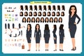 Set of Businesswoman character design character with various views, poses and gestures.style, flat vector isolated.Asian Royalty Free Stock Photo