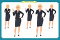 Set of Businesswoman character design with different poses.Illustration isolated vector. Women in office clothes. Business people.