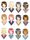 Set of businesswoman icon in pencil line style