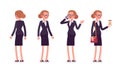 Set of businesswoman in standing poses, rear and front view Royalty Free Stock Photo