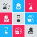 Set Always busy, Time is money and Old hourglass with sand icon. Vector