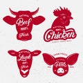 Set of butchery logo, label, emblem, poster. Royalty Free Stock Photo