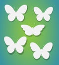 Set of butterflies. Vector silhouette. Paper art and craft style Royalty Free Stock Photo