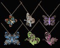 Set of butterfly pendants with precious stones