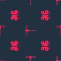 Set Butterfly and Wine corkscrew on seamless pattern. Vector